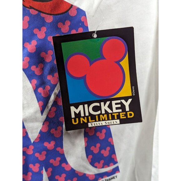NEW Vintage Mickey & Minnie Mouse Unlimited Large Tee Shirt 90s Disney White - Picture 3 of 4